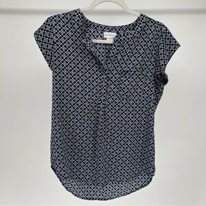 Liz Claiborne Women’s Small Blue and Black Patterned Top